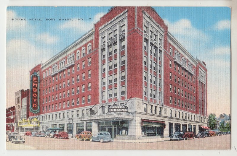 P3057, vintage postcard old cars indiana street scene fort wayne indiana, unused