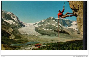 BRITISH COLUMBIA, Canada, 1940-1960's; Rappeling Hig Over The Columbia Icefield