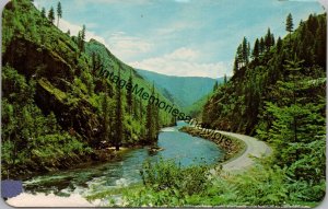 Lewis and Clark highway Near Old Man Creek Idaho Postcard PC360