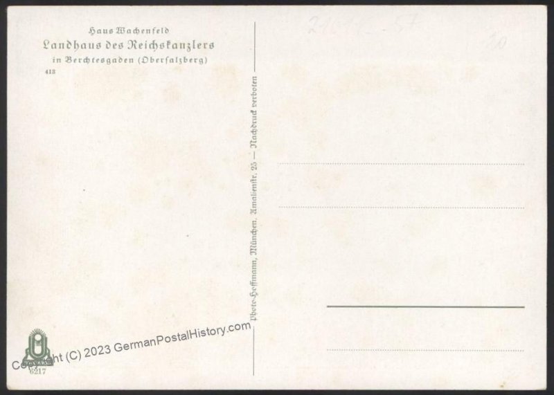 3rd Reich Germany Hitler Berghof Wachenfeld Obersalzburg House Hoffmann 4 111331