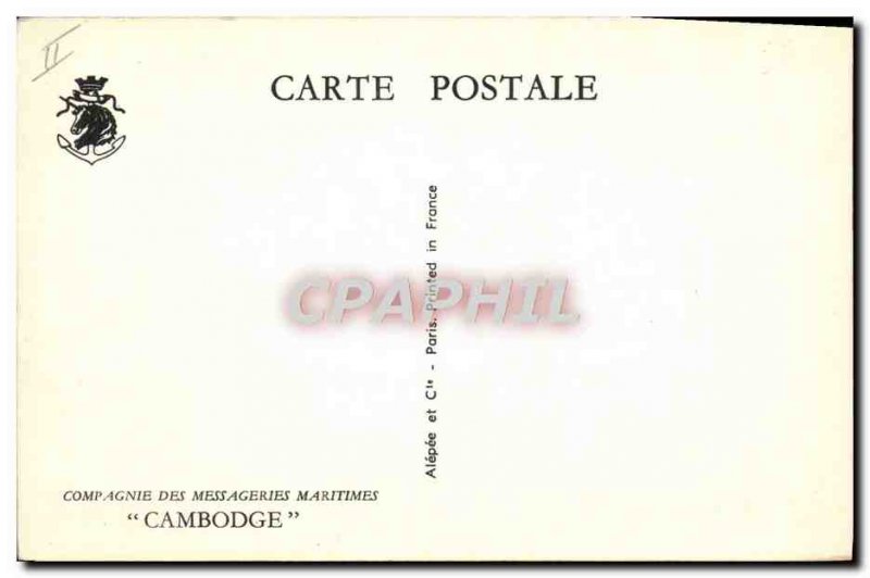 Old Postcard Boat Company Messageries Maritimes Cambodia