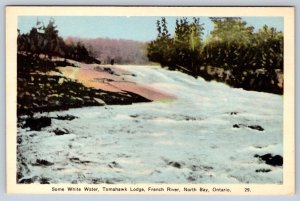 White Water Tomahawk Lodge French River North Bay Ontario Vintage PECO Postcard