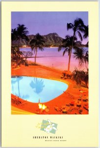 VINTAGE POSTCARD CONTINENTAL SIZE STUNNING SUNSET AT THE SHERATON HOTEL WAIKIKI 