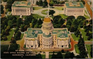 Vtg Sacramento California CA State Capitol Office & Library 1940s View Postcard