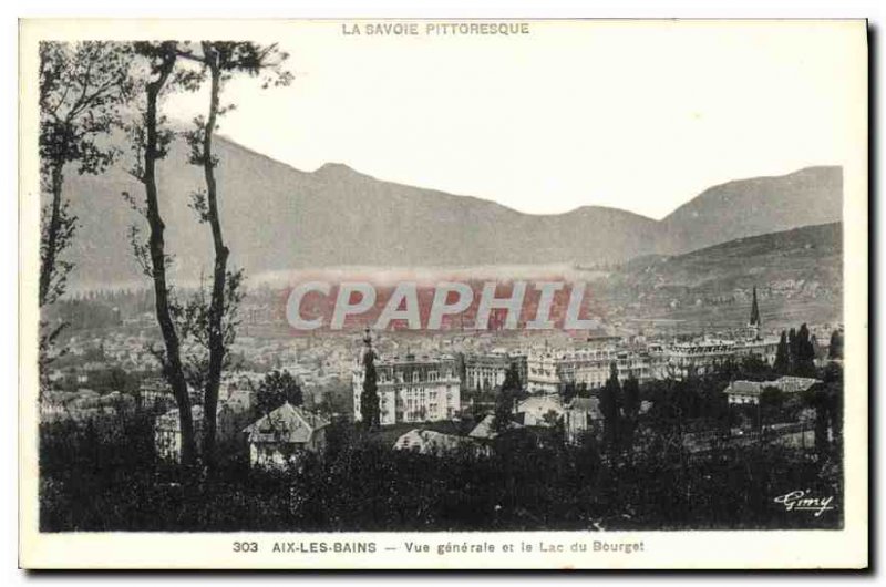 Postcard Old picturesque Savoy Aix les Bains General View and Lake Bourget