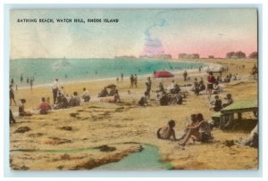 1934 Bathing Beach Watch Hill, Westerly, Rhode Island RI Vintage Postcard