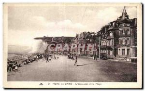 Old Postcard Mers Les Bains the Esplanade and Beach