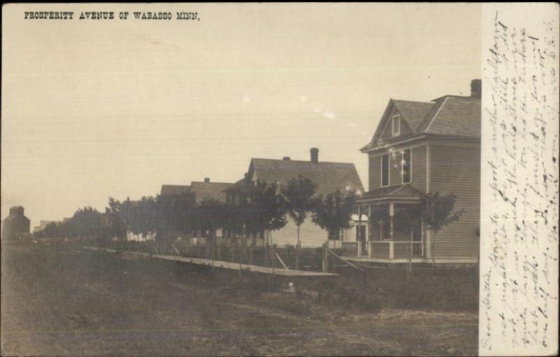 Wabasso MN Prosperity Ave Homes c1910 Real Photo Postcard