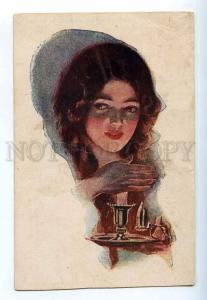 249699 Illuminated Lady Good Night Harrison FISHER OLD russian