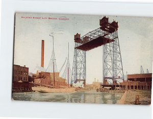 Postcard Halsted Street Lift Bridge, Chicago, Illinois