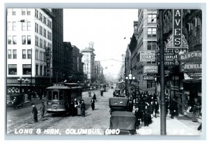 Vintage Columbus OH Trolly Signs Downtown Real Photo RPPC Postcard P141