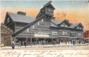 Coal Mine Coney Island, NY, USA Amusement Park 1905 crease, glitter on card