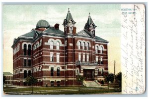 Houston Texas TX Postcard High School Building Exterior Scene 1909 Tuck Antique