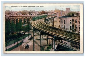 c1920 Elevated R.R. Curve At 110th Street, New York. F76E