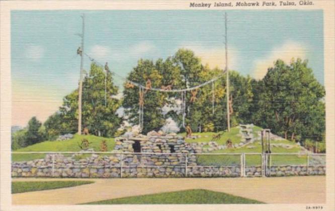 Oklahoma Tulsa Monkey Island Mohawk Park Curteich