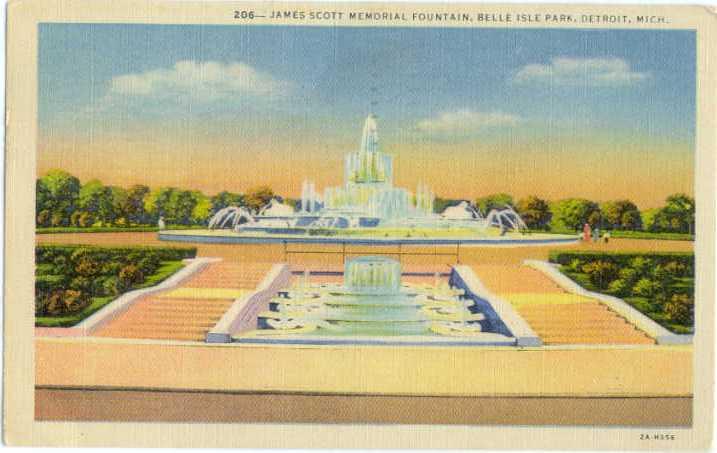 Linen of James Scott Memorial Fountain Detroit Michigan MI