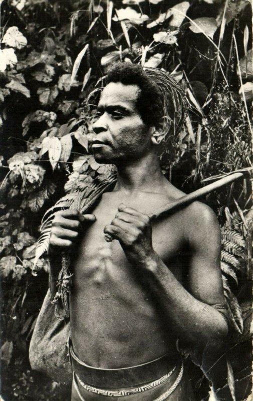 PC CPA PAPUA NEW GUINEA, GUERRIER MONTAGNARD, Vintage Postcard (b19746)