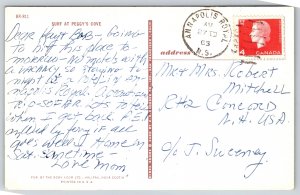 Lighthouse~Halifax Nova Scotia~Peggys Cove Light~Surf~PM 1965 Postcard