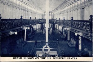 Postcard Grand Saloon on the S.S. Western States My Great Lakes Cruise