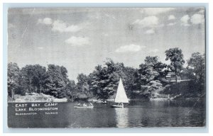 1946 East Bay Camp Lake Sailboat Bloomington Illinois IL Vintage Postcard