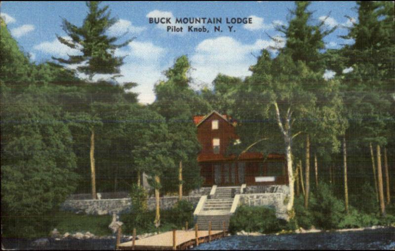 Pilot Knob NY Buck Mountain Lodge Linen Postcard