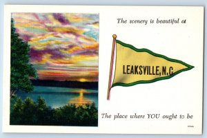 Leaksville North Carolina NC Postcard Scenery Is Beautiful Leaksville Pennant