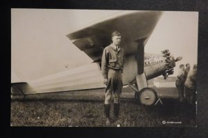 Mint USA Postcard Charles Lindbergh Spirit of St Louis Plane RPPC