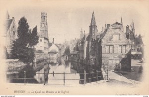 BRUGES, West Flanders, Belgium, 1900-1910's; Le Quai du Rosaire et le Beffroi