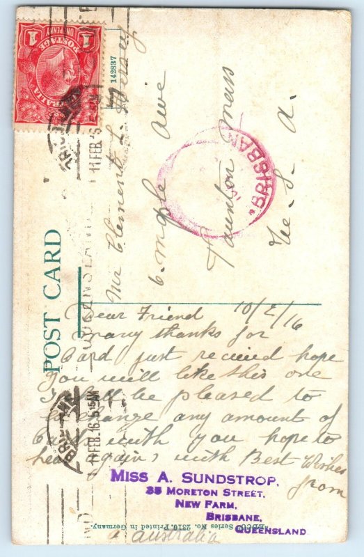 Brisbane Queensland Australia Postcard Executive Building 1916 Posteed