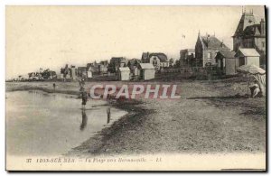 Old Postcard Sea Lion On The Beach Towards Hermanville