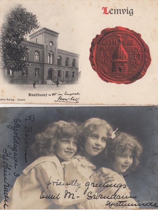 Lemvig Old Medieval Coin Children Denmark 2x Old Postcard s