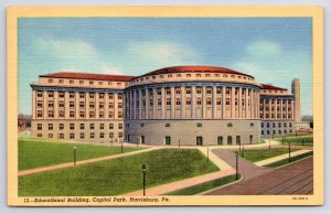 Harrisburg Pennsylvania~Educational Bldg Capitol Park~Art Deco 1933 Linen PC