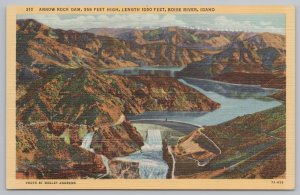 Linen~Air View Arrow Rock Dam @ Boise River Idaho~Vintage Postcard