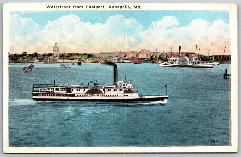 Vtg Annapolis Maryland MD Harrington Steamboat Waterfront from Eastport Postcard