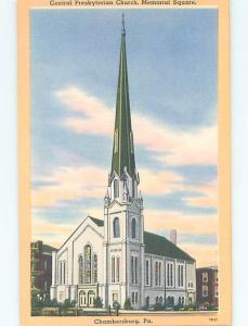 Unused Linen CHURCH SCENE Chambersburg Pennsylvania PA A8019