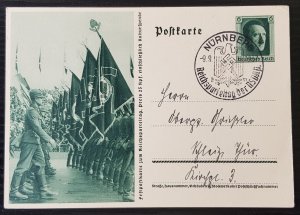 GERMANY THIRD 3rd REICH ORIGINAL POSTAL CARD NÜRNBERG RALLY 1937 SPECIAL CANCEL