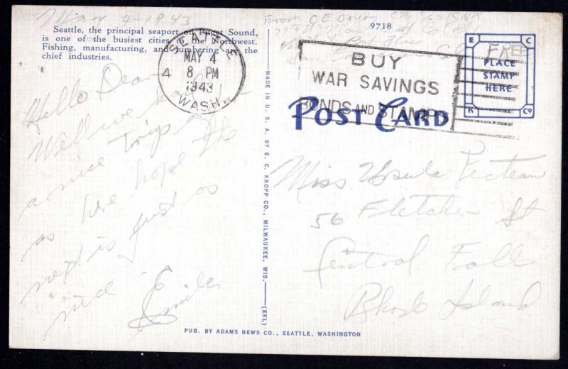 Washington SEATTLE Business District pm1943 - Linen