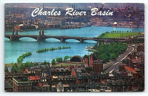 1960s CAMBRIDGE BOSTON MASS CHARLES RIVER BASIN POSTCARD P3452