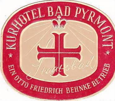 GERMANY BAD PYRMONT KURHOTEL BAD PYRMONT VINTAGE LUGGAGE LABEL