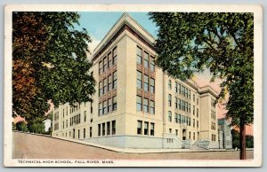 Fall River Massachusetts~Trees Sandwich Technical High School~1920s Postcard