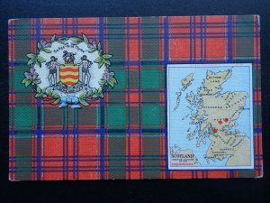 Scottish Tartan & Map CLAN DRUMMOND Badge Wild Thyme c1906 Postcard by W.& A.K.