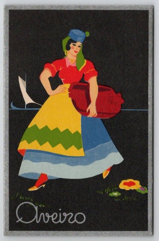 Aveiro Portugal Costumes Ovarina No.59 Colorful Postcard N24