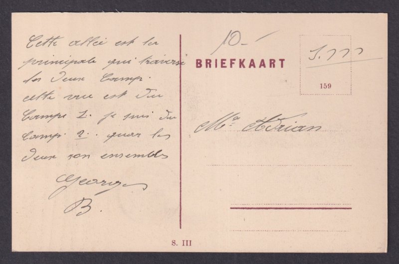 Vintage Postcard Belgium Main Path Camp Zeist WWI