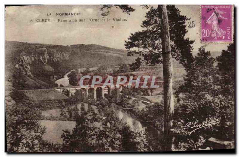 Old Postcard Panorama Clecy on the Orne and the Viaduct