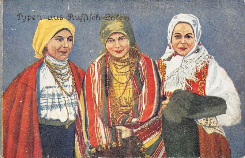 BG19197 typen aus aufflich polen poland types folklore postcard costumes