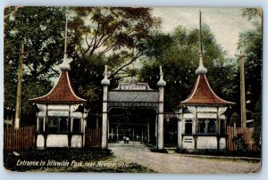 1907 Newark Ohio OH Vintage Postcard Entrance Idlewilde Park County Trees Road
