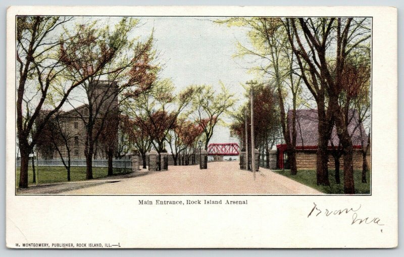 Rock Island Illinois~Rock Island Arsenal Main Entrance~Bridge Across Road~1907 