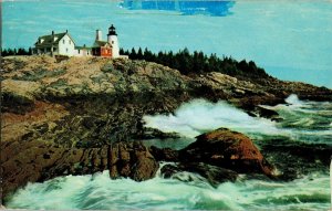 Lighthouse Rockbound Coast Maine ME Pemaquid Point Ships Sea PM Vintage Cancel 