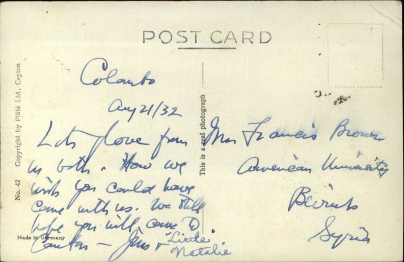 Ceylon Sri Lanka Working Elephant c1930 Real Photo Postcard