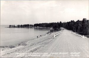 RPPC Sand Dune Drive, Eagle Harbor MI Vintage Postcard V77